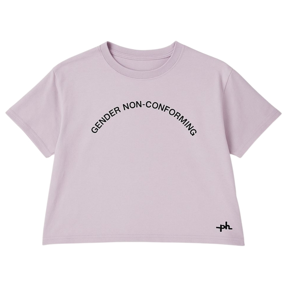 PHLUID PROJECT Gender Non-Conforming Crop‎ Tee Lavender Unisex Medium Cotton Y2K